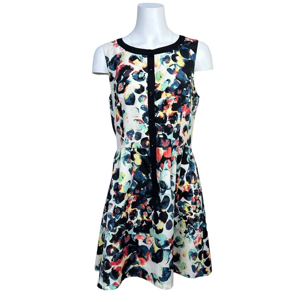 Mac + Jac Button Front Sleeve Dress Abstract XL